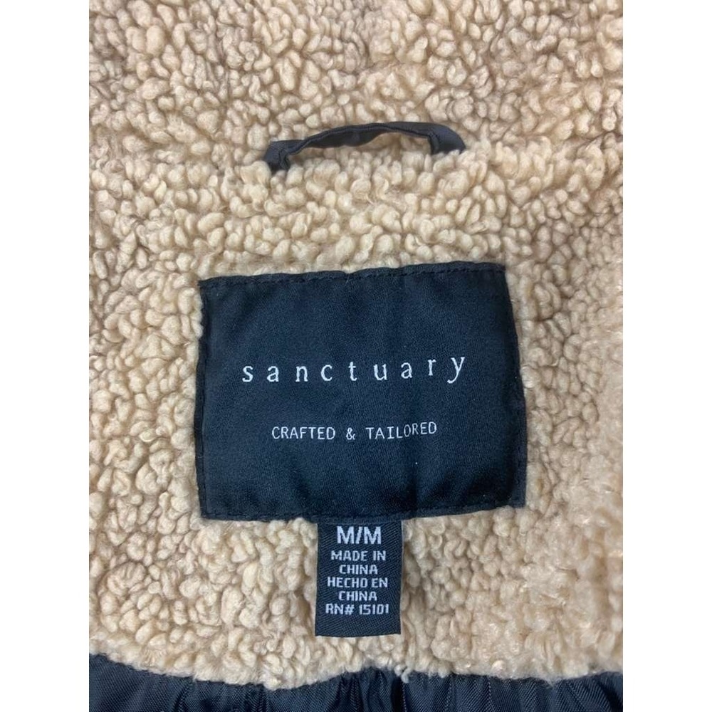 Sanctuary Sherpa Hooded Puffer Jacket M Tan Teddy Bear Coat Faux Fur Cozy Ski - Picture 4 of 12